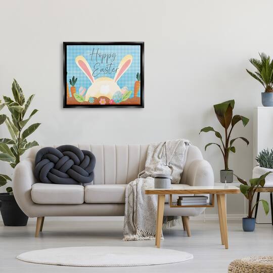 Stupell Industries Happy Easter Spring Carrot Garden Floater Framed Art